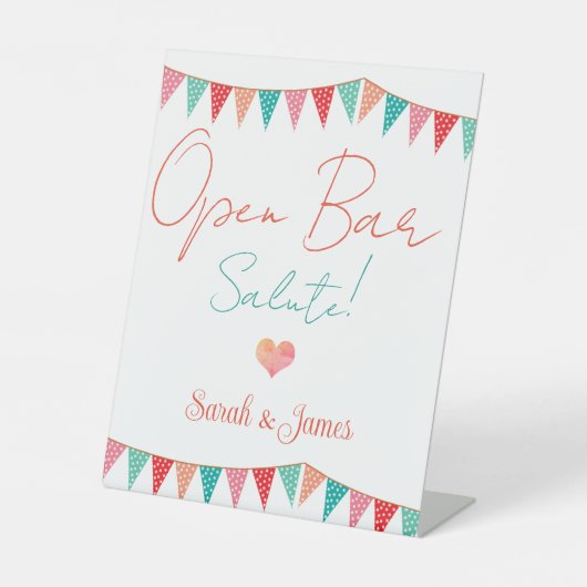 Leuke elegante bruiloft open bar nummers reclamebord met voetstuk (Voorkant)