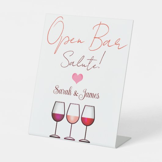 Leuke elegante bruiloft open bar nummers voetstuk reclamebord met voetstuk (Voorkant)
