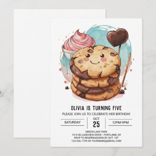 Leuke Elegante Chocolade Cookies Verjaardag Kaart (Voorkant / Achterkant)