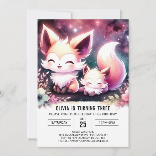 Leuke elegante Fox verjaardag Kaart (Voorkant)