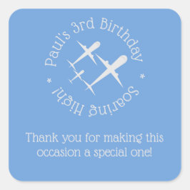 Leuke, elegante gepersonaliseerde drie vliegtuigen vierkante sticker