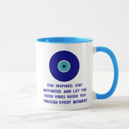 Leuke Elegante Goede Vibes Blauw Kwaad Oog Hartpat Mok