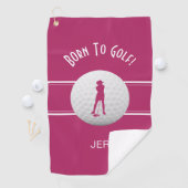 Leuke Elegante Golfer Sport Silhouette Roze Modern Golfhanddoek (Insitu)