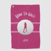 Leuke Elegante Golfer Sport Silhouette Roze Modern Golfhanddoek (Voorkant)