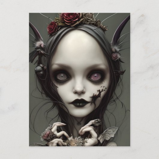 Leuke Elegante Kleine Gotische Heks Faery Artwork Briefkaart (Voorkant)