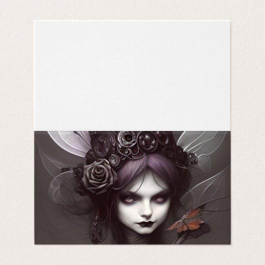 Leuke Elegante Kleine Gotische Heks Faery Artwork Visitekaartje (Buitenkant ongevouwen)