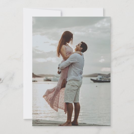 Leuke Elegante Lichtbruine Foto Bruiloft Uitnodigi Kaart (Voorkant)