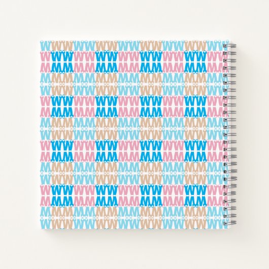 Leuke Elegante Monogrammed Roze Blauw Kinder Lette Notitieboek (Achterkant)