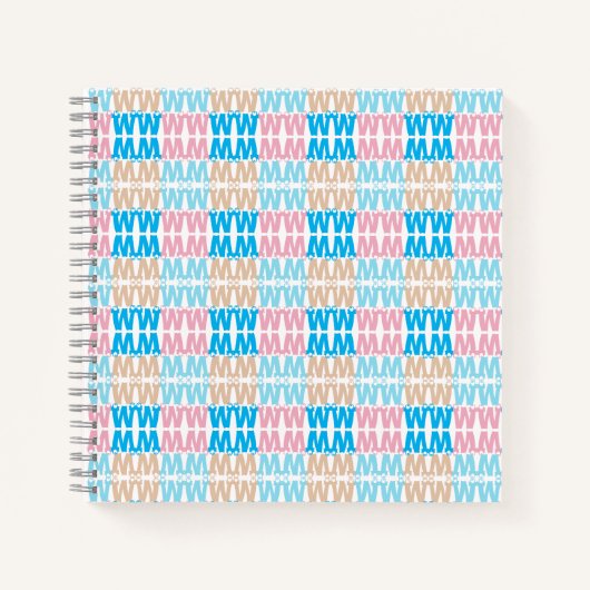 Leuke Elegante Monogrammed Roze Blauw Kinder Lette Notitieboek (Voorkant)