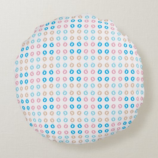 Leuke Elegante Monogrammed Roze Blauw Kinder Lette Rond Kussen (Achterkant)