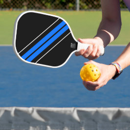 Leuke elektrische blauwe witte racestrepen op zwar pickleball paddle