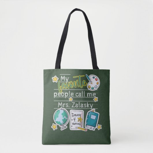 Leuke Elementaire Leraar Gift Naam Grade Tote Bag (Voorkant)