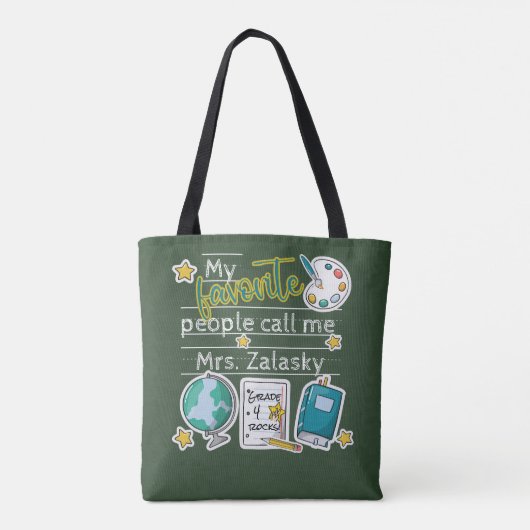 Leuke Elementaire Leraar Gift Naam Grade Tote Bag (Achterkant)