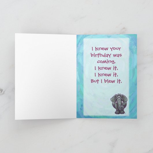 Leuke Elephant Verlaat Verjaardag Kaart (Binnen)