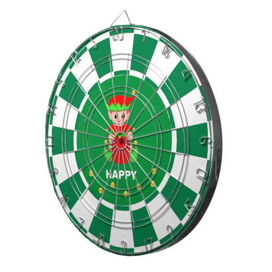 Leuke Elf en Gouden Confetti op Groen & Wit Dartbord (Voorkant Rechts)