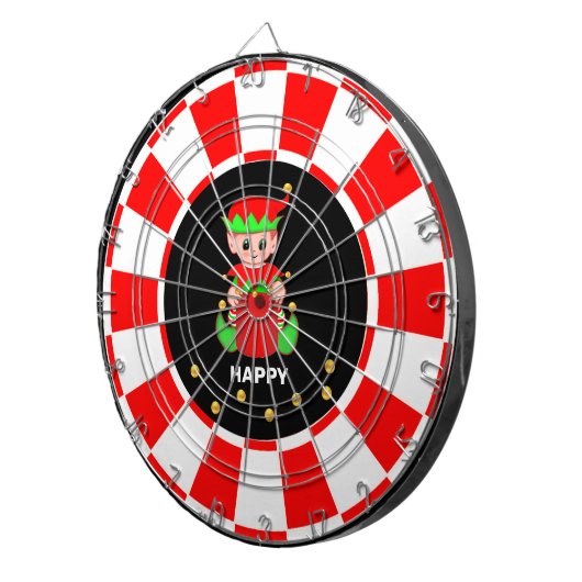 Leuke Elf en Gouden Confetti op Zwart Rood & Wit Dartbord (Voorkant Rechts)