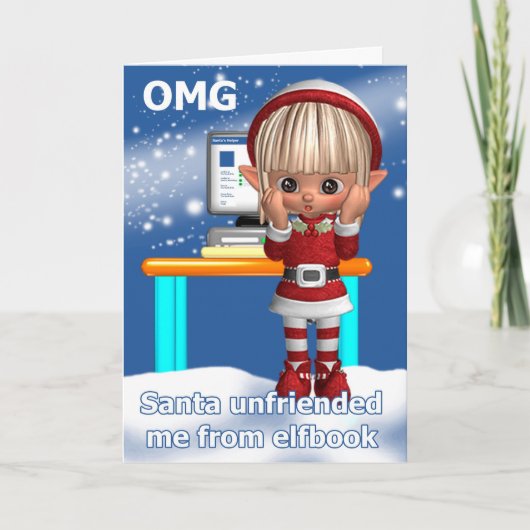 Leuke Elf Feestelijke Groet Met Computer Feestdagen Kaart (Voorkant)