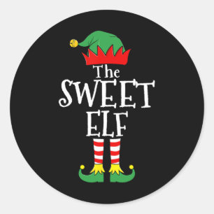 Leuke Elf Kerst Pyjama Familie 1 Ronde Sticker