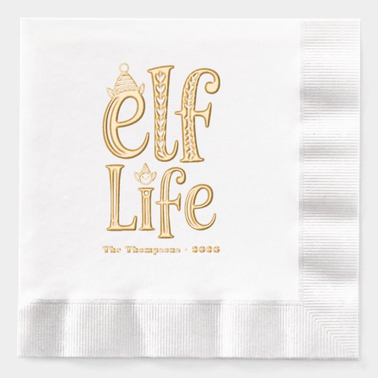 Leuke "Elf Life" Kerstfeest Folie Servetten (Voorkant)
