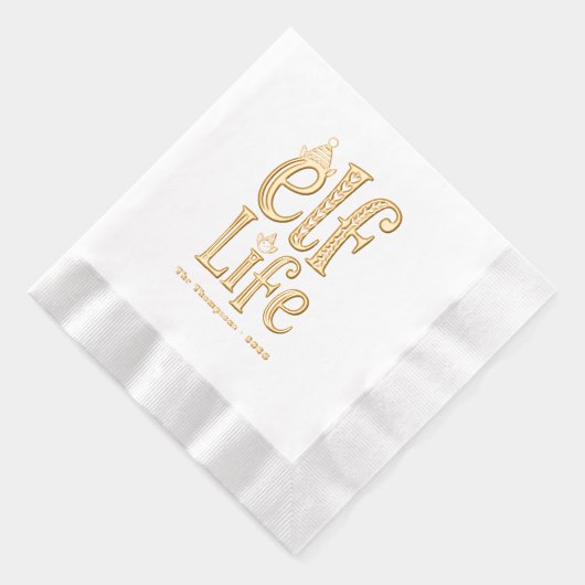 Leuke "Elf Life" Kerstfeest Folie Servetten (Rechts)