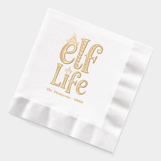 Leuke "Elf Life" Kerstfeest Folie Servetten (Links)