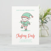 Leuke elfjes dansen met kerst kaart (Staand voorkant)