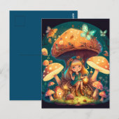 Leuke elfjes spelen met een paddenstoeltje briefkaart (Voorkant / Achterkant)