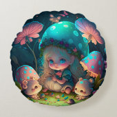 Leuke elves spelen onder paddenstoelen kussen (Voorkant)