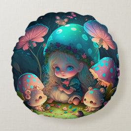 Leuke elves spelen onder paddenstoelen kussen