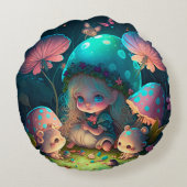 Leuke elves spelen onder paddenstoelen kussen (Achterkant)