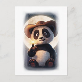 Leuke en Aardige Film Panda Karakter op een Witte Feestdagenkaart