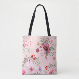 Leuke en Classic Roze Bloemen Canvas tas
