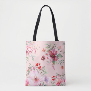 Leuke en Classic Roze Bloemen Canvas tas