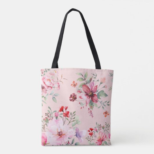 Leuke en Classic Roze Bloemen Canvas tas (Achterkant)