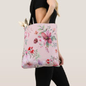 Leuke en Classic Roze Bloemen Canvas tas (Dichtbij)