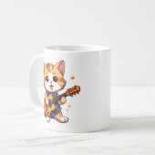 Leuke en coole kleine kat die gitaar speelt koffiemok (Voorkant links)