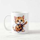 Leuke en coole kleine kat die gitaar speelt koffiemok (Links)