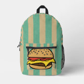 Leuke en coole retro Hamburger Blauwe strepen Bedrukte Rugzak (Voorkant)