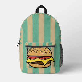 Leuke en coole retro Hamburger Blauwe strepen Bedrukte Rugzak