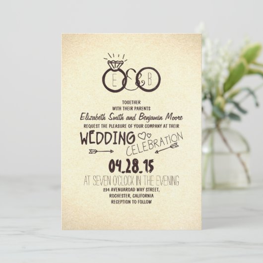 Leuke en creatieve huwelijksuitnodigingen kaart (Staand voorkant)