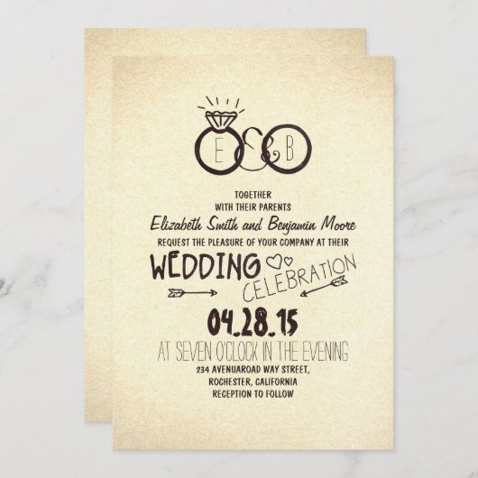 Leuke en creatieve huwelijksuitnodigingen kaart (Voorkant / Achterkant)