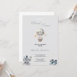 Leuke en eenvoudige grijze jongen babyshower uitno kaart