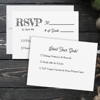 Leuke en eenvoudige zwarte en witte trouw-RSVP Kaart