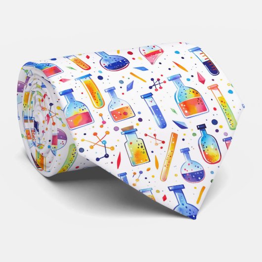 Leuke en eigenzinnige handgetekende chemie stropdas (Opgerold)