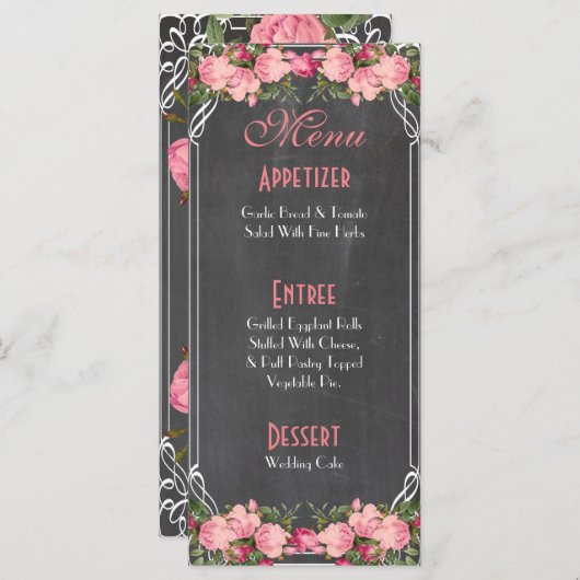 Leuke en elegante bruiloft menukaart (Voorkant / Achterkant)