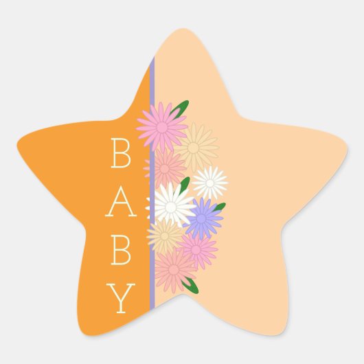 Leuke en elegante kleurrijke madeliefjes op perzik ster sticker (Voorkant)