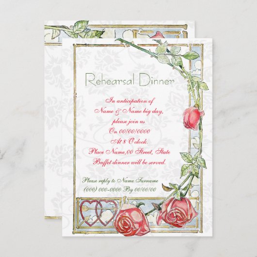 Leuke en elegante repetitie diner uitnodiging (Voorkant / Achterkant)