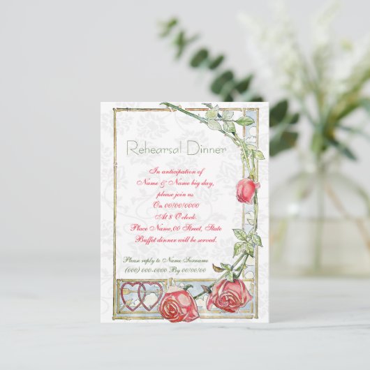 Leuke en elegante repetitie diner uitnodiging (Staand voorkant)