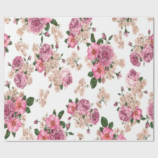 Leuke en elegante  rozen, roze rozen cadeaupapier (Vlak)