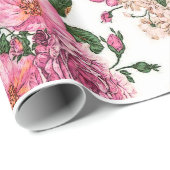 Leuke en elegante  rozen, roze rozen cadeaupapier (Rol Hoek)
